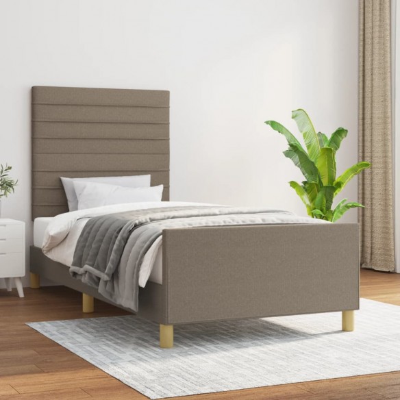 Lit avec tête de lit Taupe 90x200 cm Tissu