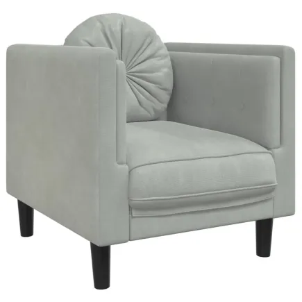 Fauteuil avec coussin gris clair Velours 2