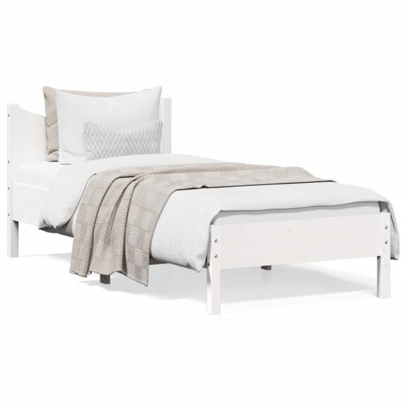 Lit blanc 100x200 cm bois de pin massif