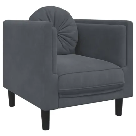 Fauteuil avec coussin gris foncé velours 2