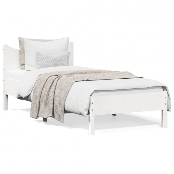 Lit Blanc 90x190 cm Bois de pin massif