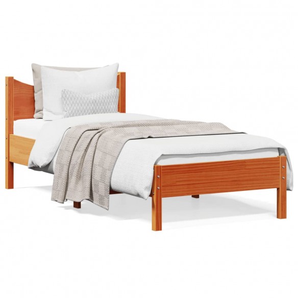 Lit cire marron 90x190 cm bois de pin massif