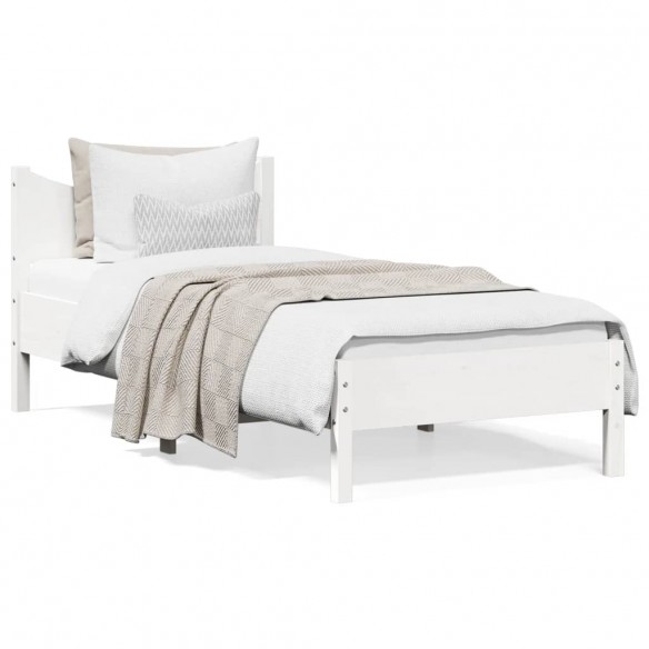 Lit blanc 90x200 cm bois de pin massif