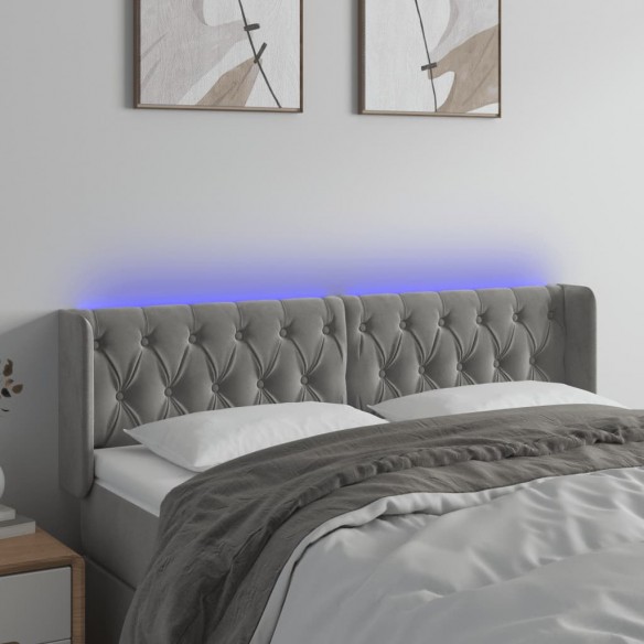 Tête de lit à LED Gris clair 147x16x78/88 cm Velours