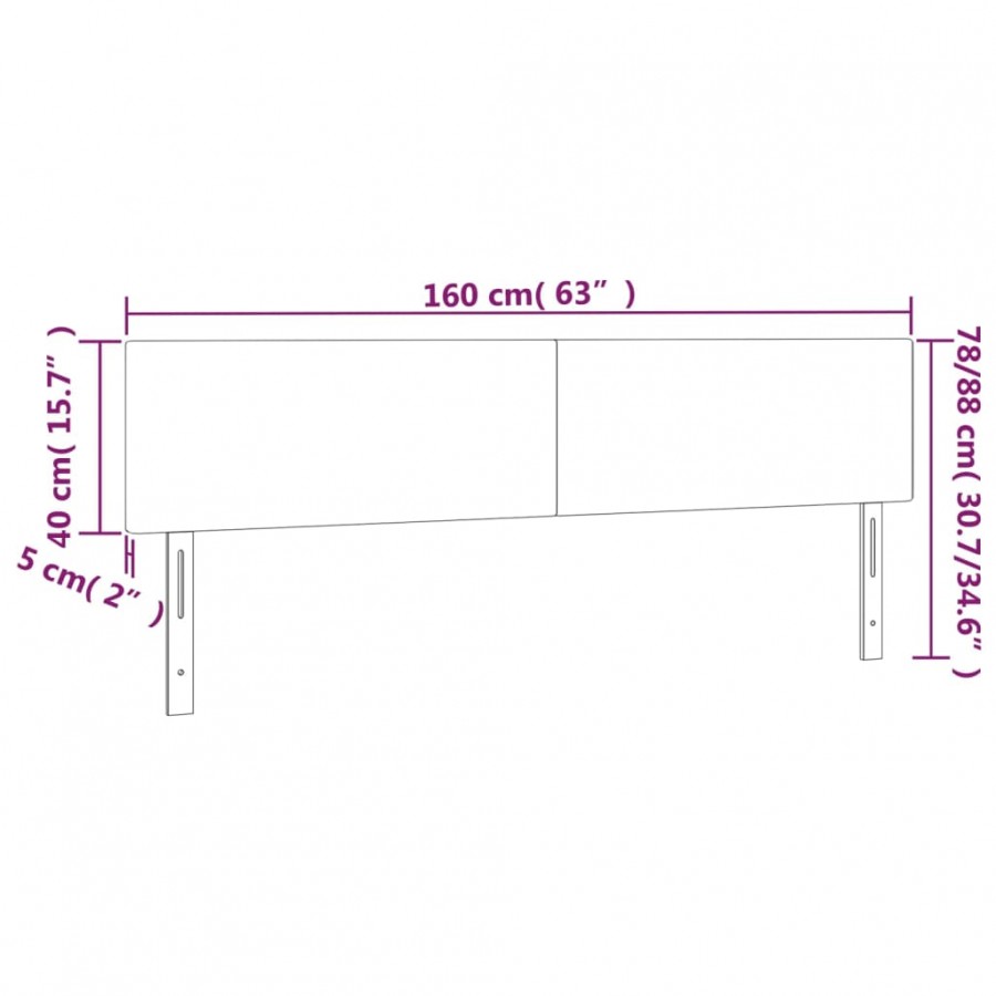 Têtes de lit 2 pcs Gris clair 80x5x78/88 cm Velours