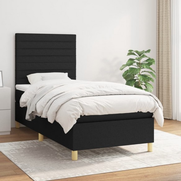 Lit et matelas Noir 80x200 cm Tissu