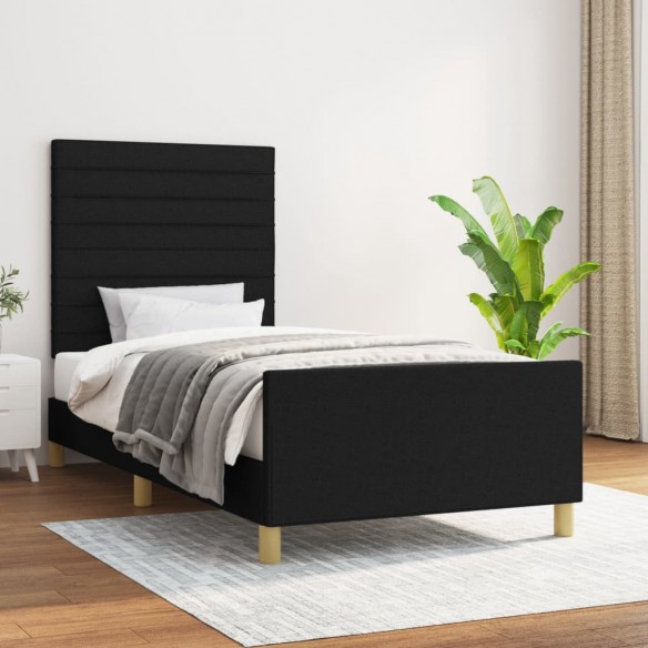 Lit avec tête de lit Noir 80x200 cm Tissu