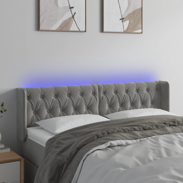 Tête de lit à LED Gris clair 163x16x78/88 cm Velours