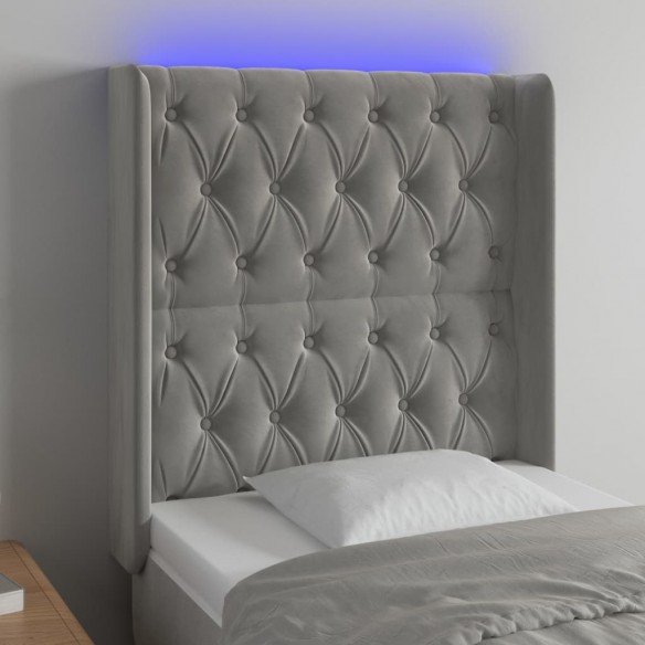 Tête de lit à LED Gris clair 83x16x118/128 cm Velours
