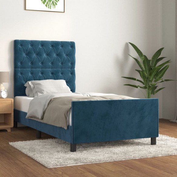 Lit avec tête de lit Bleu foncé 80x200 cm Velours