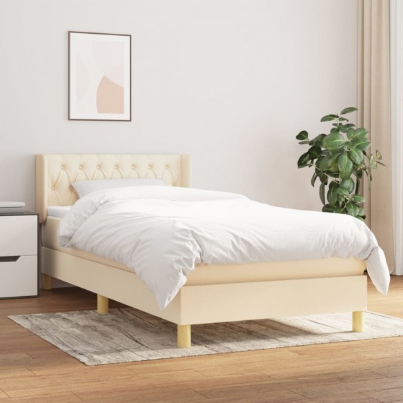 Lit avec matelas Crème 100x200 cm Tissu