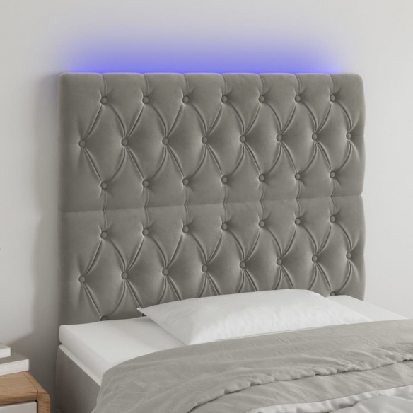 Tête de lit à LED Gris clair 90x7x118/128 cm Velours
