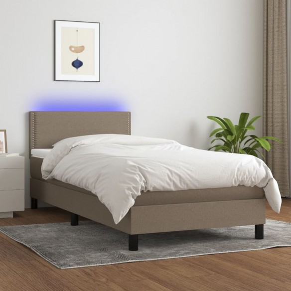 Lit avec matelas LED Taupe 80x200cm Tissu