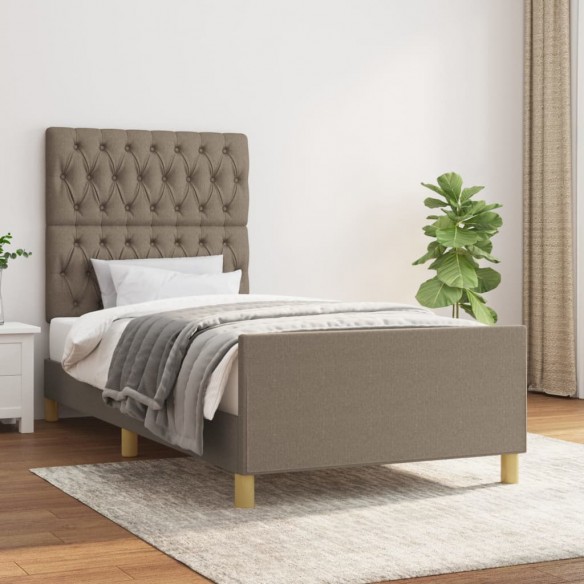 Lit avec tête de lit Taupe 90x200 cm Tissu