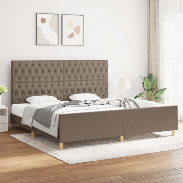 Lit avec tête de lit Taupe 200x200 cm Tissu