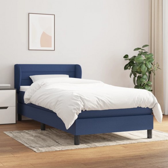 Lit avec matelas Bleu 90x190 cm Tissu