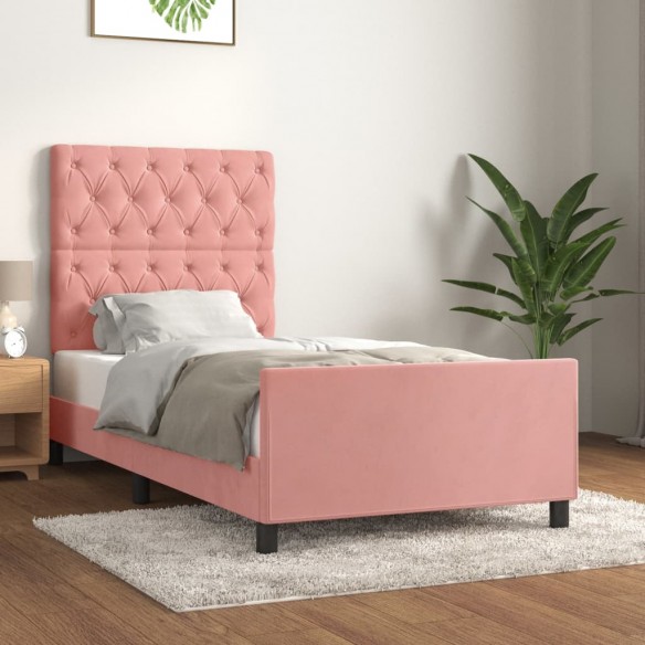 Lit avec tête de lit Rose 80x200 cm Velours