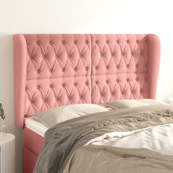 Tête de lit avec oreilles Rose 163x23x118/128 cm Velours