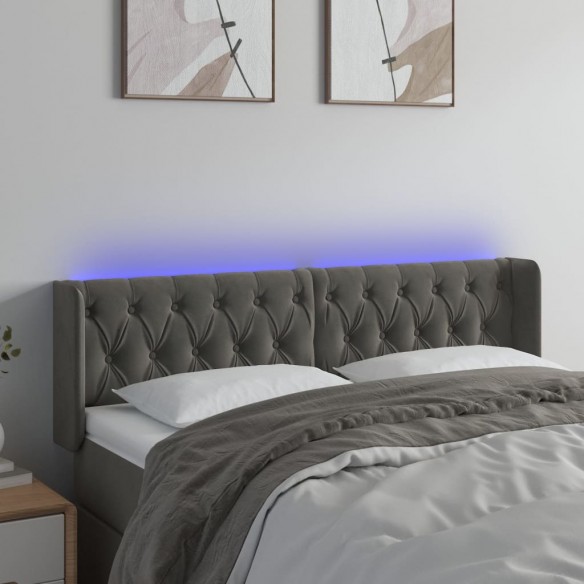 Tête de lit à LED Gris foncé 147x16x78/88 cm Velours