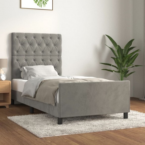 Lit avec tête de lit Gris clair 80x200 cm Velours