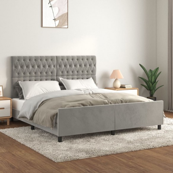 Lit avec tête de lit Gris clair 180x200 cm Velours