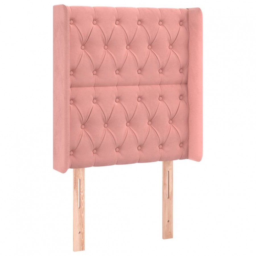 Tête de lit avec oreilles Rose 83x16x118/128 cm Velours