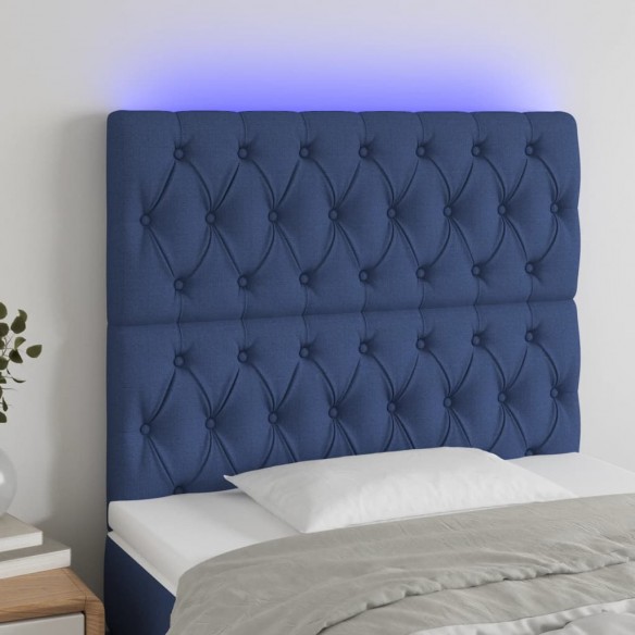 Tête de lit à LED Bleu 100x7x118/128 cm Tissu