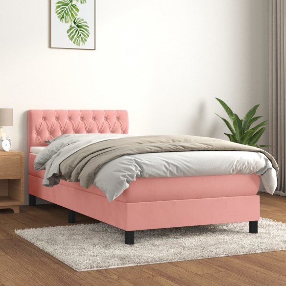 Lit avec matelas Rose 90x200 cm Velours
