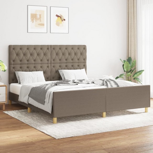 Lit avec tête de lit Taupe 160x200 cm Tissu