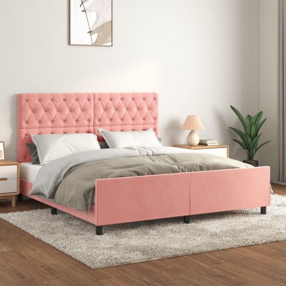 Lit avec tête de lit Rose 160x200 cm Velours
