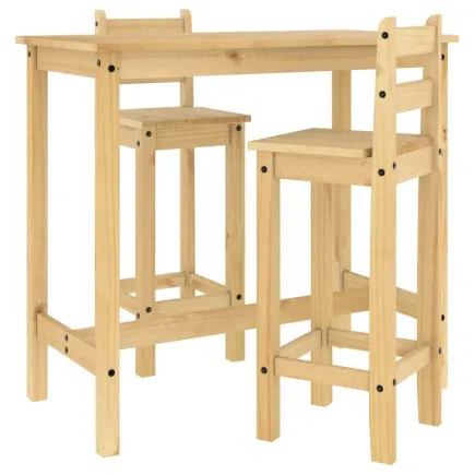 Ensemble de bar 3 pcs Bois de pin massif 2