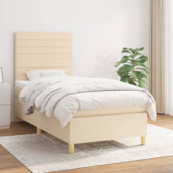 Lit avec matelas Crème 80x200 cm Tissu