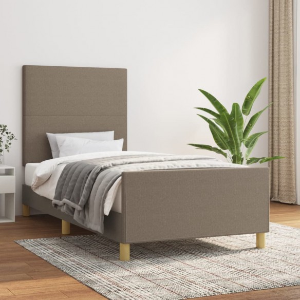 Lit avec tête de lit Taupe 80x200 cm Tissu