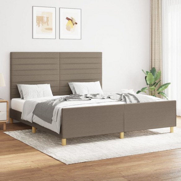 Lit avec tête de lit Taupe 160x200 cm Tissu