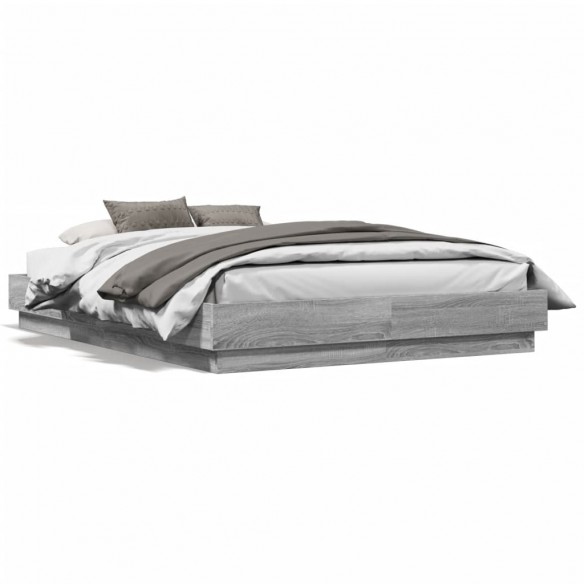 Lit sonoma gris 140x190 cm bois d'ingénierie