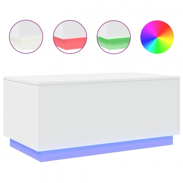 Table basse avec lumières LED blanc 90x50x40 cm Table basse avec lumières LED blanc 90x50x40 cm