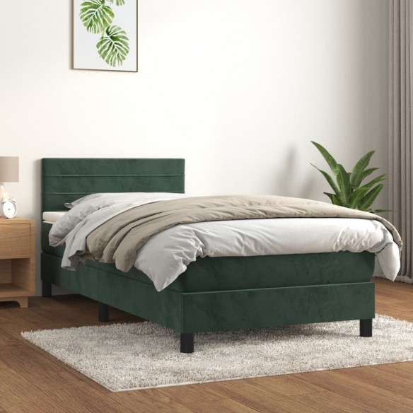 Lit avec matelas Vert foncé 100x200 cm