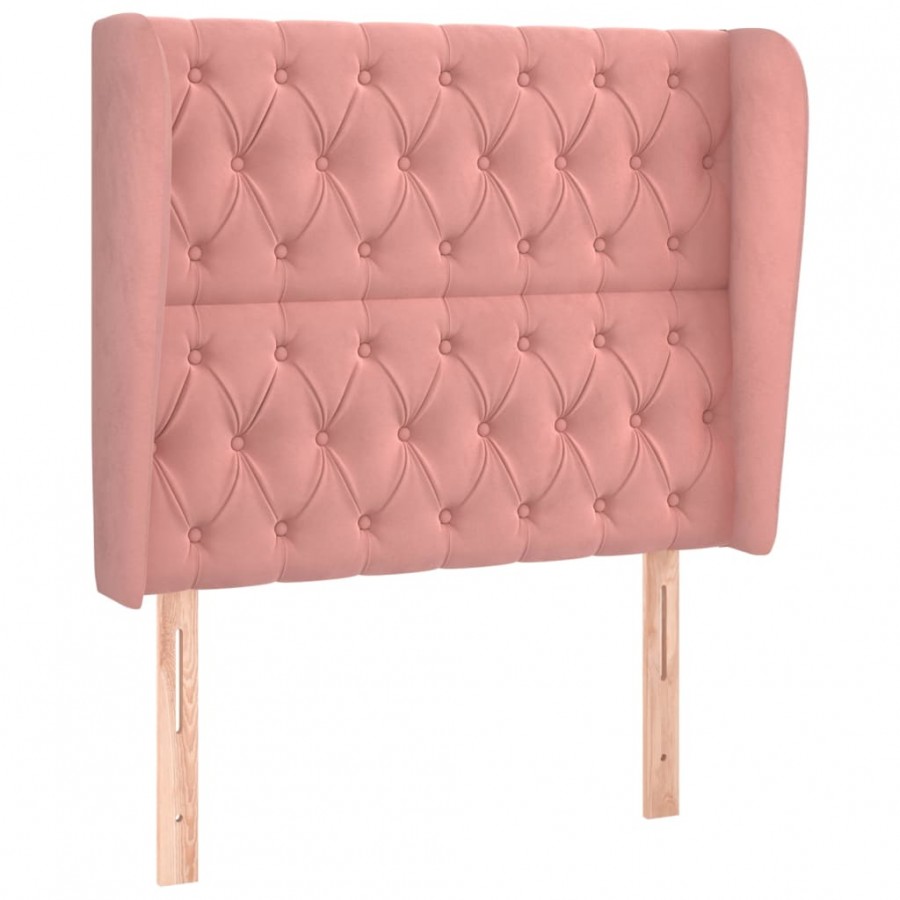 Tête de lit avec oreilles Rose 93x23x118/128 cm Velours