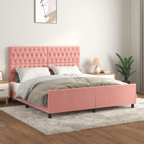 Lit avec tête de lit Rose 180x200 cm Velours