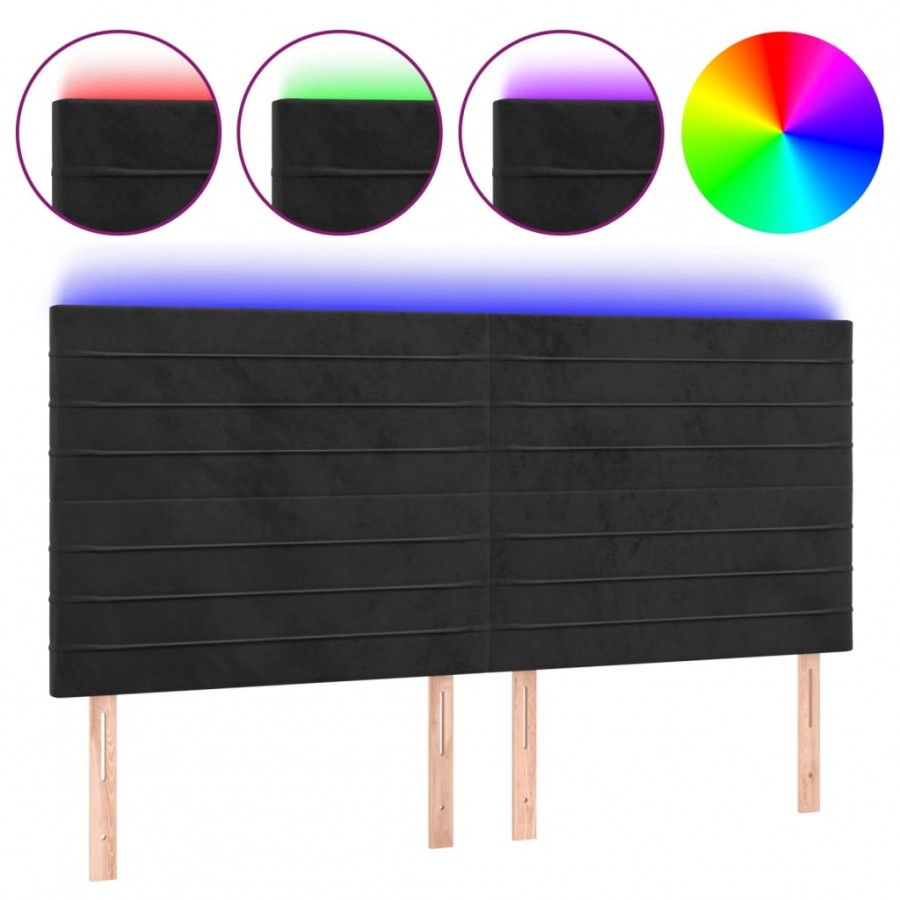 Tête de lit à LED Noir 160x5x118/128 cm Velours