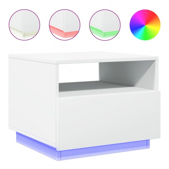 Table basse avec lumières LED blanc 50x49x40 cm Table basse avec lumières LED blanc 50x49x40 cm