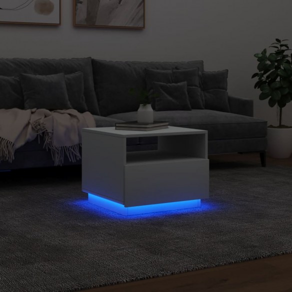 Table basse avec lumières LED blanc 50x49x40 cm Table basse avec lumières LED blanc 50x49x40 cm