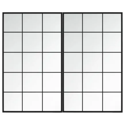 Miroirs muraux 2 pcs noir 100x60 cm métal 2