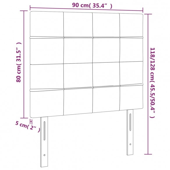 Tête de lit à LED Marron foncé 90x5x118/128 cm Tissu