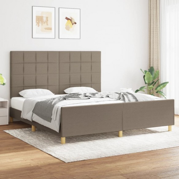 Lit avec tête de lit Taupe 180x200 cm Tissu