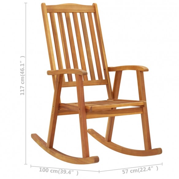 Chaise à bascule avec coussins Gris Bois d'acacia massif