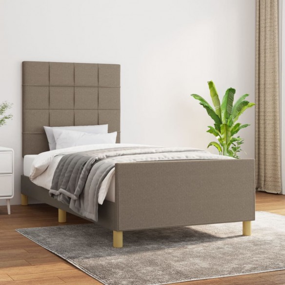 Lit avec tête de lit Taupe 90x200 cm Tissu