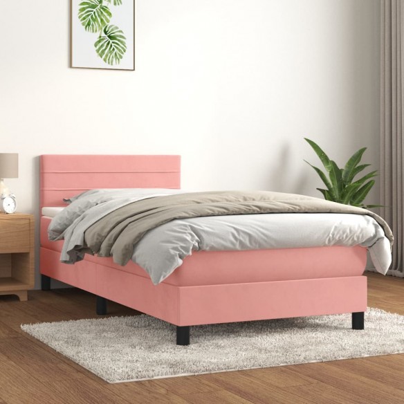 Lit avec matelas Rose 100x200 cm Velours