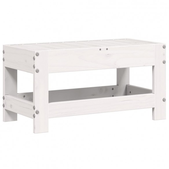 Repose-pied de jardin blanc 62x30x32 cm bois de pin massif
