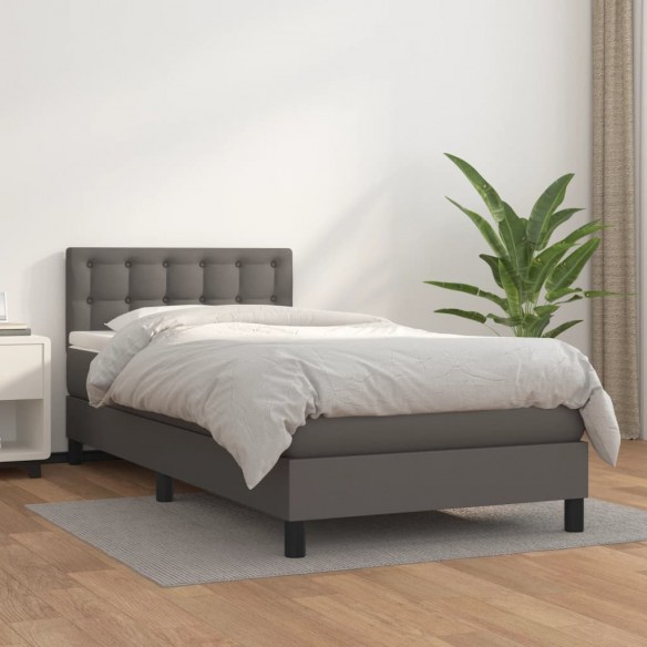 Lit avec matelas Gris 90x200 cm Similicuir